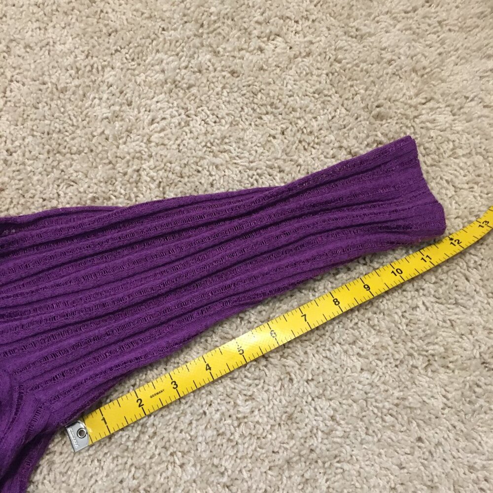 TanJay Purple Ribbed Mesh Knit Open Waterfall Cardigan Large - Picture 11 of 11